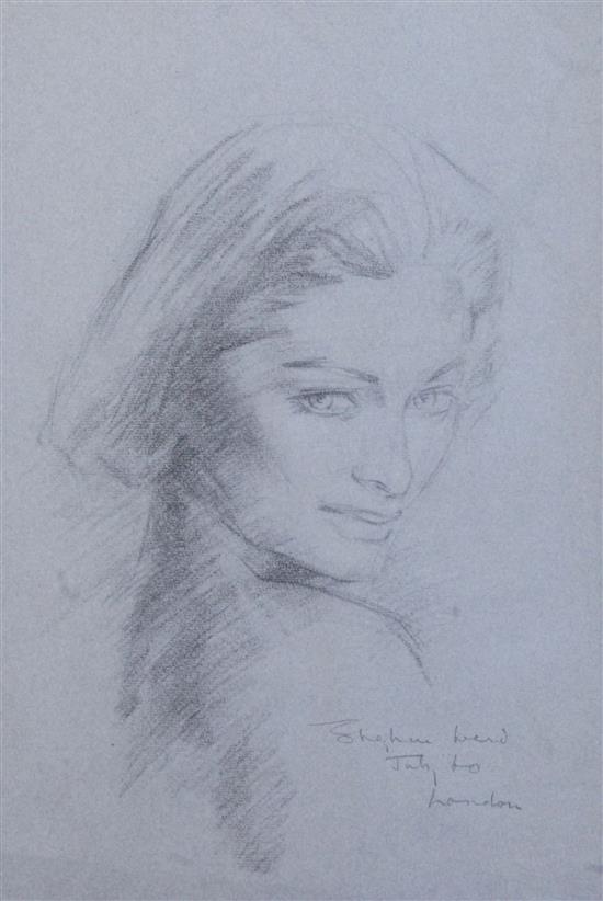 Stephen Thomas Ward (1912-1963) Portrait of the actress Maureen Swanson, Countess of Dudley, 17 x 12in.